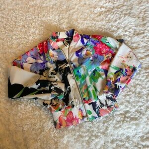 Marciano Colorful Floral Zip-Up Bomber Jacket